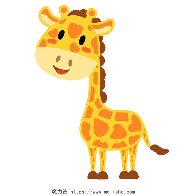 长颈鹿卡通图案可爱萌拟人卡通画长颈鹿元素